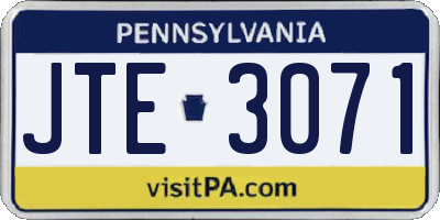 PA license plate JTE3071