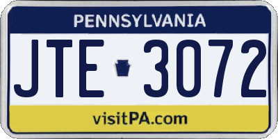 PA license plate JTE3072