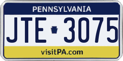 PA license plate JTE3075