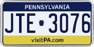 PA license plate JTE3076