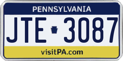 PA license plate JTE3087
