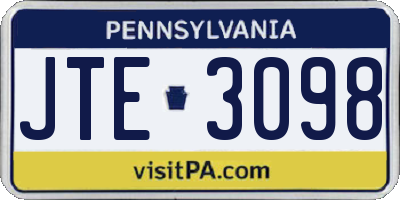 PA license plate JTE3098