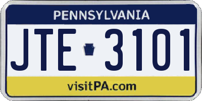 PA license plate JTE3101