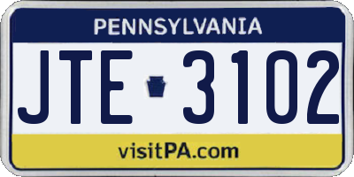 PA license plate JTE3102