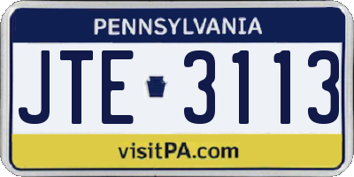 PA license plate JTE3113