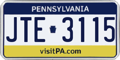 PA license plate JTE3115