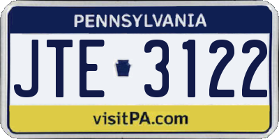 PA license plate JTE3122