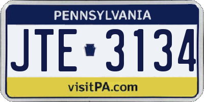 PA license plate JTE3134