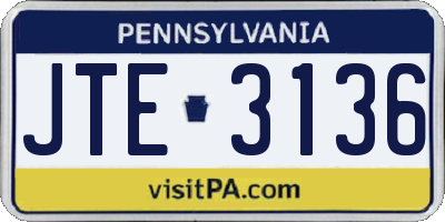 PA license plate JTE3136