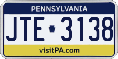 PA license plate JTE3138