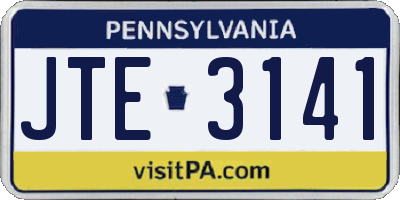 PA license plate JTE3141