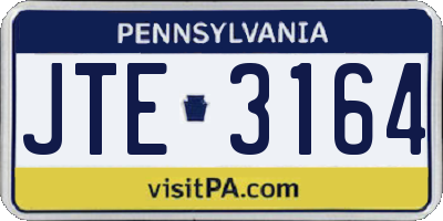 PA license plate JTE3164
