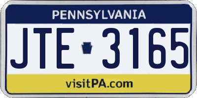 PA license plate JTE3165