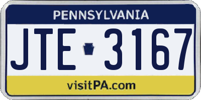 PA license plate JTE3167