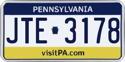 PA license plate JTE3178