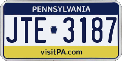 PA license plate JTE3187