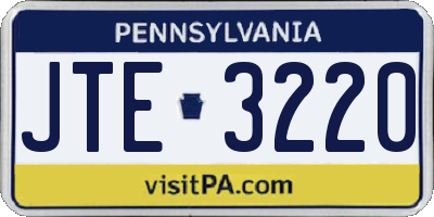 PA license plate JTE3220