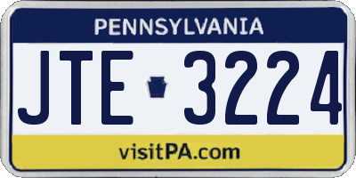 PA license plate JTE3224
