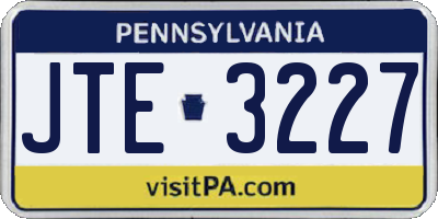 PA license plate JTE3227