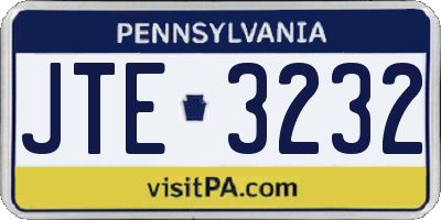 PA license plate JTE3232
