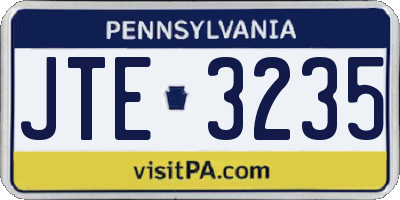 PA license plate JTE3235