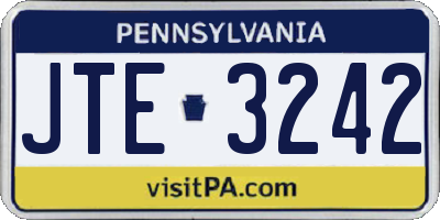 PA license plate JTE3242