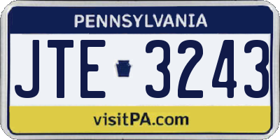 PA license plate JTE3243