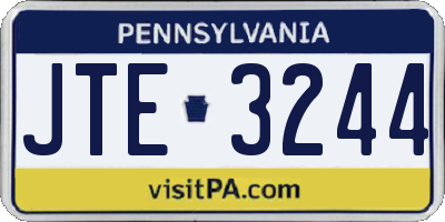 PA license plate JTE3244