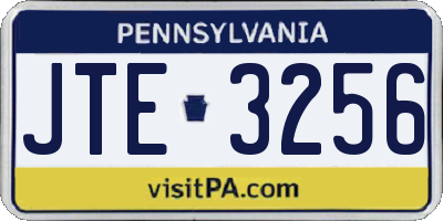 PA license plate JTE3256