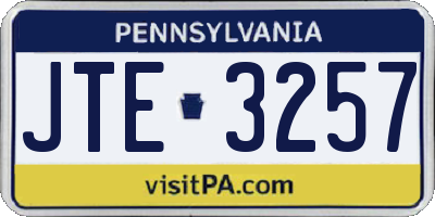 PA license plate JTE3257