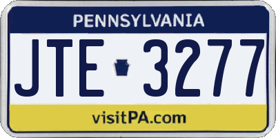 PA license plate JTE3277