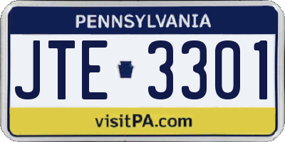 PA license plate JTE3301