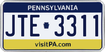 PA license plate JTE3311
