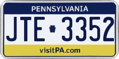 PA license plate JTE3352