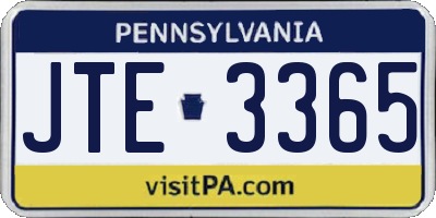 PA license plate JTE3365