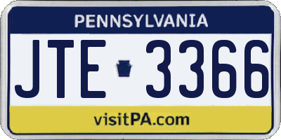 PA license plate JTE3366