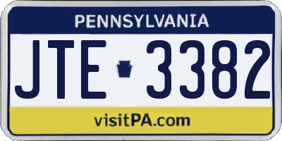 PA license plate JTE3382