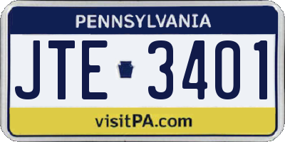 PA license plate JTE3401