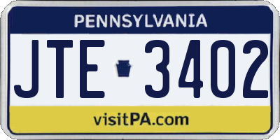 PA license plate JTE3402