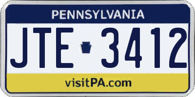 PA license plate JTE3412