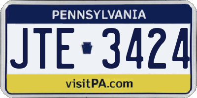 PA license plate JTE3424