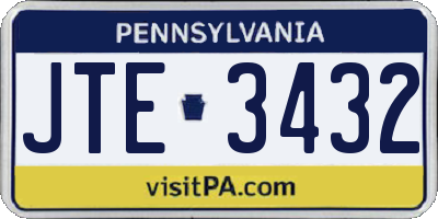 PA license plate JTE3432