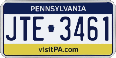 PA license plate JTE3461