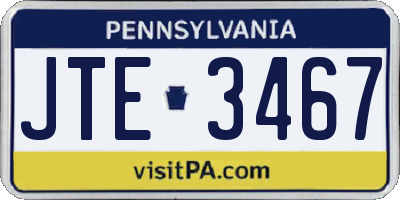 PA license plate JTE3467