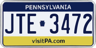 PA license plate JTE3472