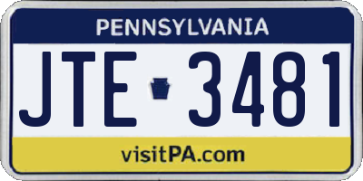 PA license plate JTE3481