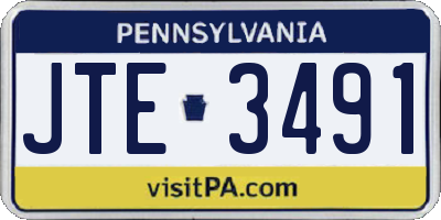 PA license plate JTE3491