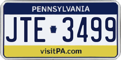 PA license plate JTE3499