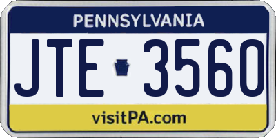 PA license plate JTE3560
