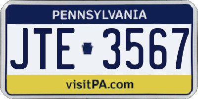PA license plate JTE3567